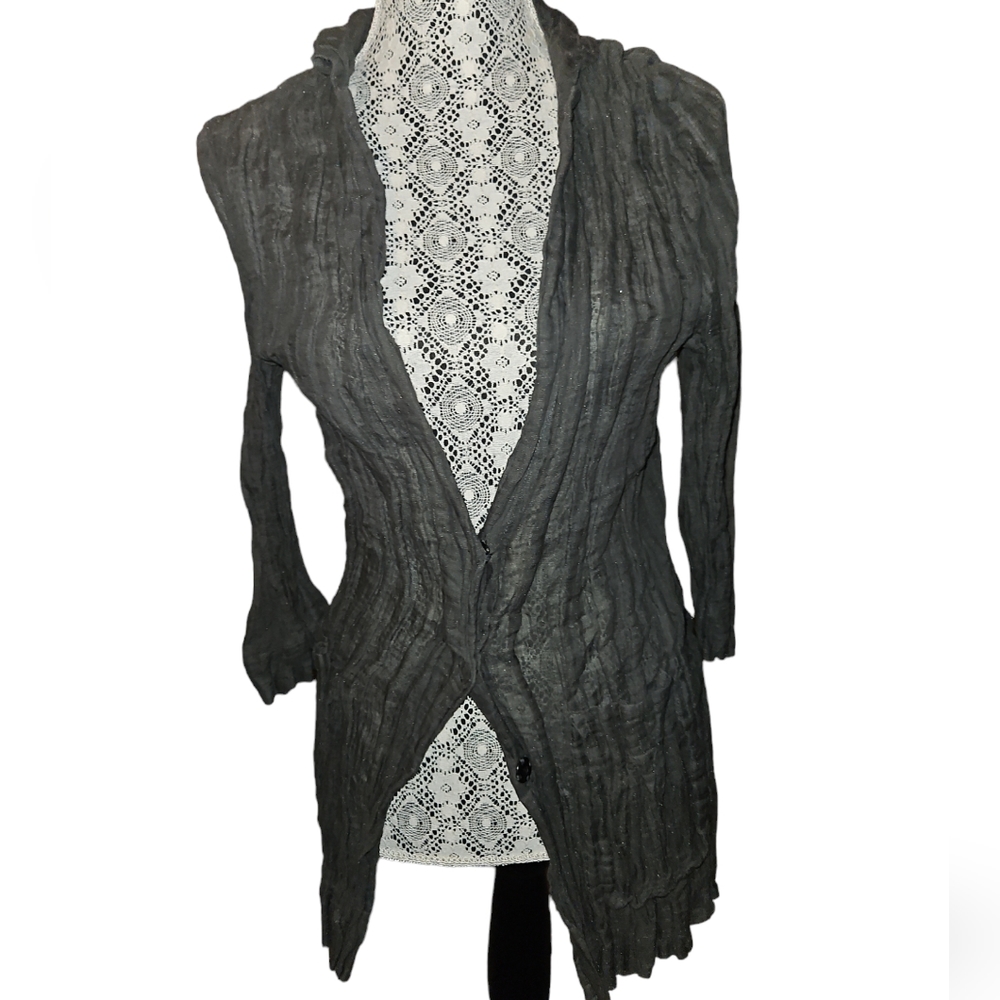 Designer Gray Wrinkled Cardigan